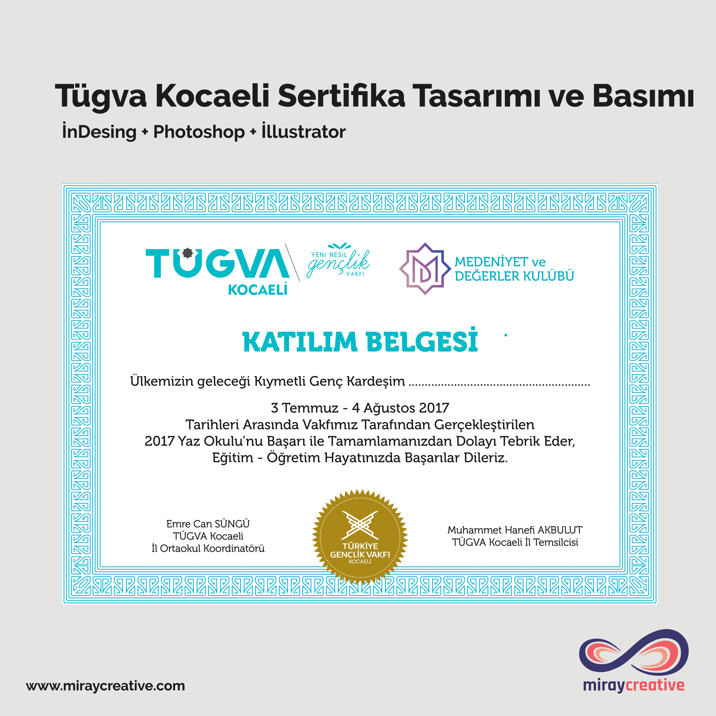 Tügva Kocaeli Sertifika Tasarımı ve Basımı
